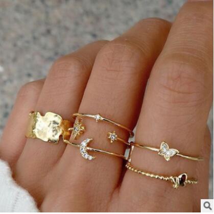 Set 10 Nhẫn Đeo Khớp Ngón Tay Đính Đá / Ngọc Trai / Ngôi Sao / Trái