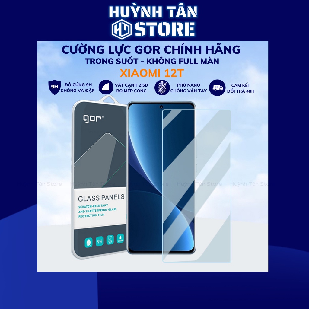 Kính cường lực xiaomi 13t mi 13t pro mi 12t 12t pro trong suốt không full màn chống bám vân tay chính hãng Gor