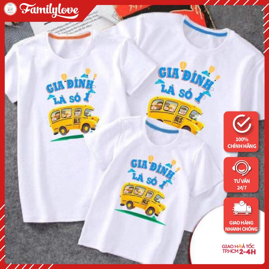 Áo gia đình Familylove - Mẫu Đồng phục gia đình Họa Tiết Xe Bus Gia Đì