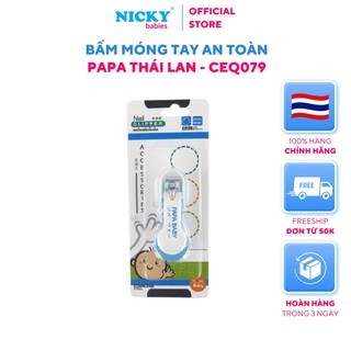 Bấm móng tay an toàn papa thái lan- ceq079 màu xanh, màu hồng, màu trắng có nắp đậy giữ vệ sinh