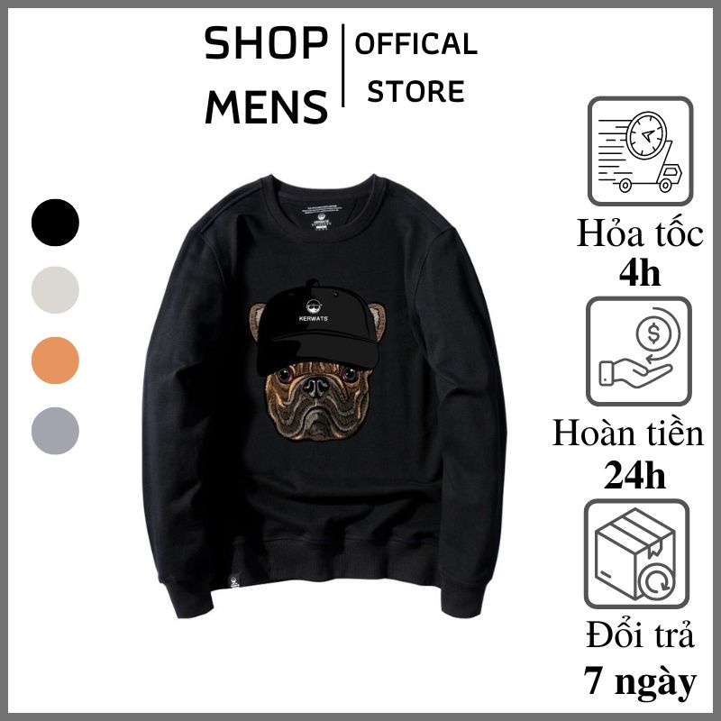 Áo Nỉ Nam -Áo Thu Đông Nam Chất Liêu Poly Cao Cấp Co Dãn Mềm Mịn in Weater chó Pug - TD57