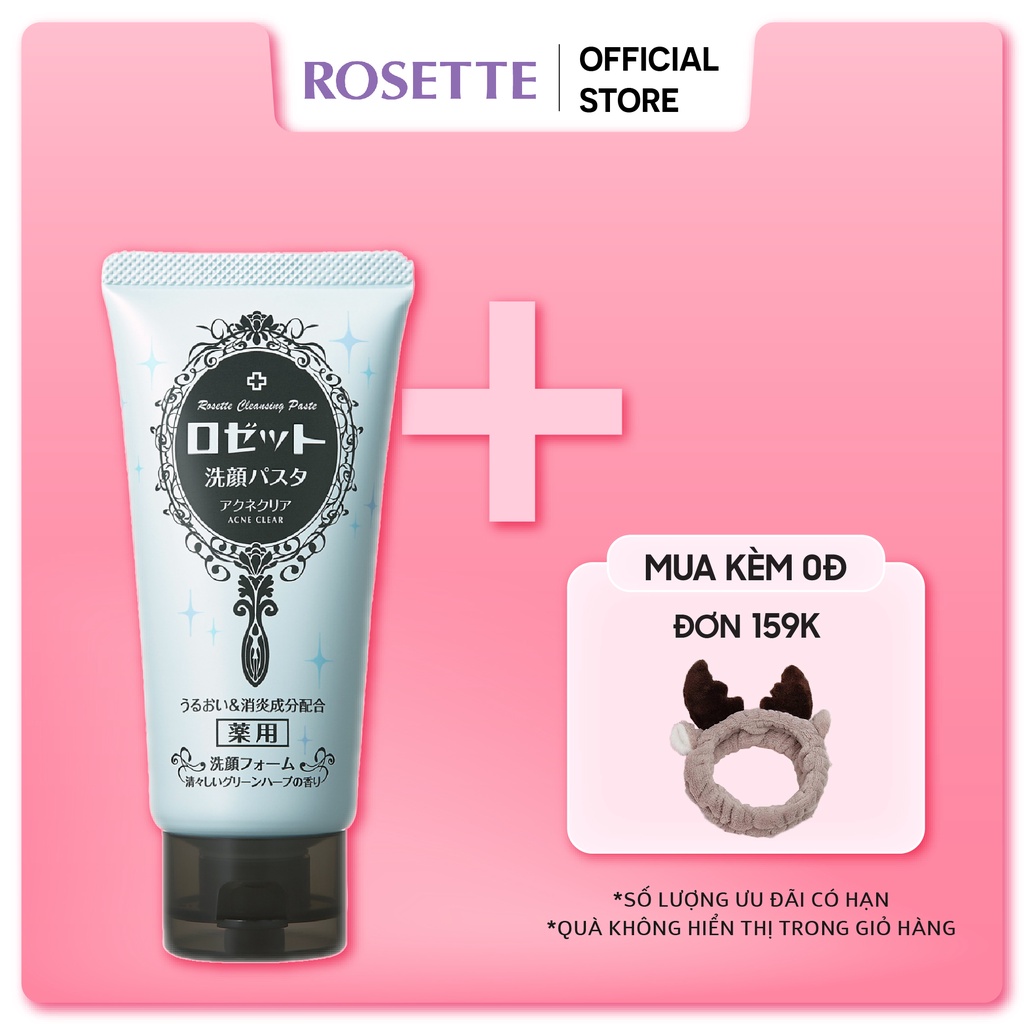 Sữa Rửa Mặt Làm Giảm Mụn Rosette Face Wash Pasta Acne Clear 120G