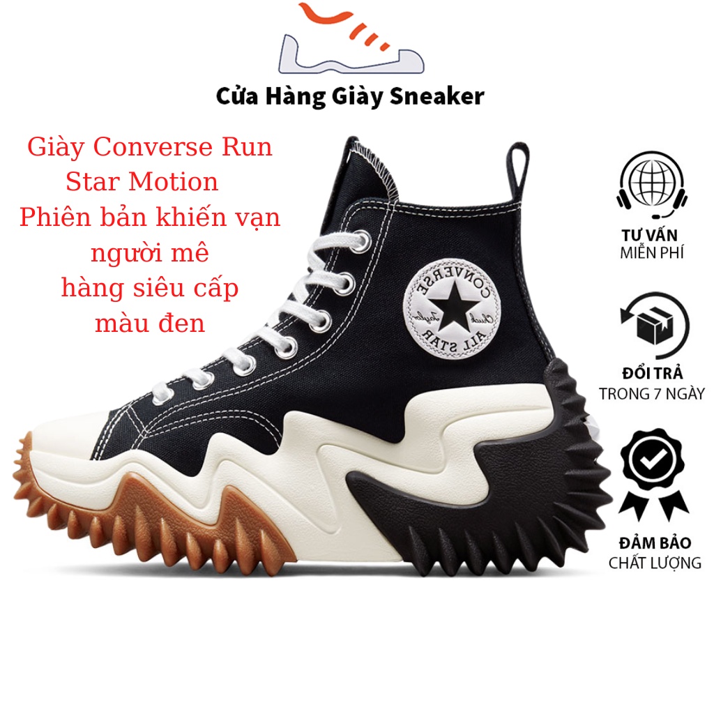 Giày CV Run Star Motion blackgum honey màu đen cv gai hàng 11 full bill box phụ kiện đủ size nam nữ