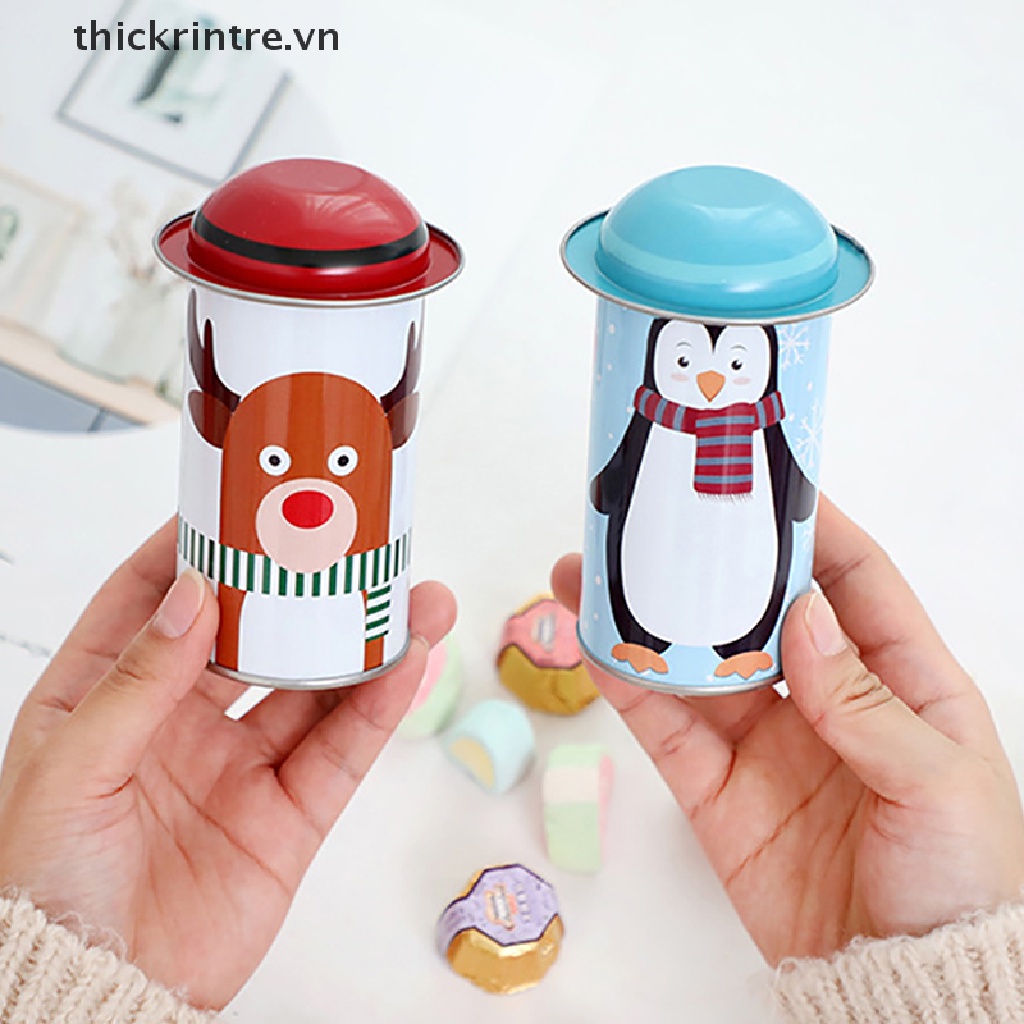 1 Hộp Thiếc Đựng Kẹo Phong Cách Giáng Sinh