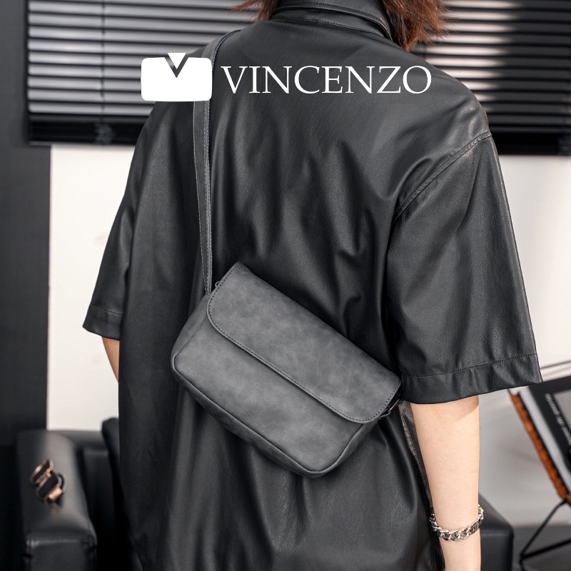 Túi Đeo Chéo Nam Da Trơn Hai Màu Xám, Nâu Đơn Giản Tinh Tế. Cặp Bao Tử Đeo Hông Phong Cách Hàn Quốc Trẻ Trung Năng Động