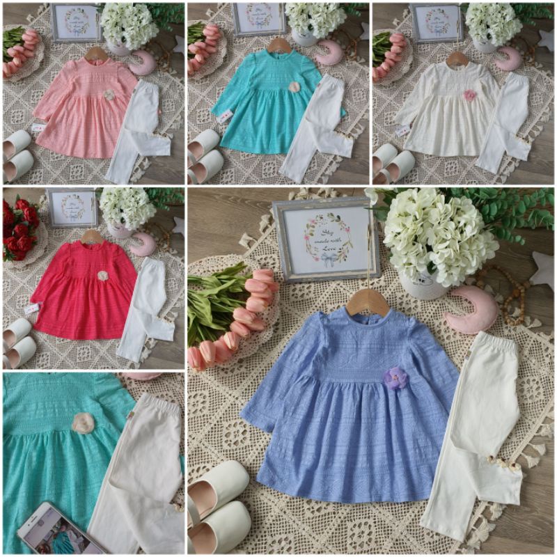 Áo váy tay dài dệt họa tiết ren xinh xắn, áo váy thu đông cao cấp bé gái