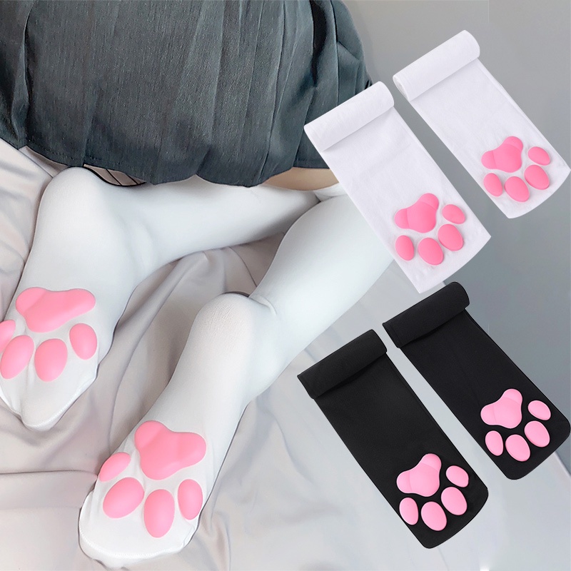 Vớ Dài Qua Gối Siêu Mỏng Thiết Kế Móng Vuốt Mèo 3D Dễ Thương Phong Cách Lolita Nhật Bản