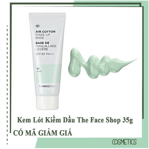 Kem lót Air Cotton Make Up Base SPF30 PA++ The Face Shop (35g) Xanh mint / Tím laverder