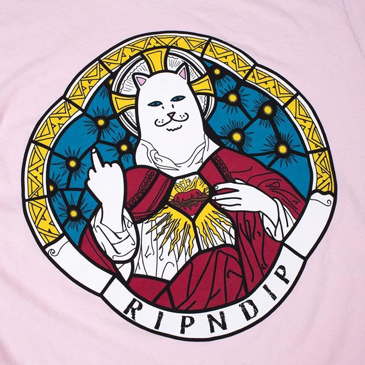Ripndip Áo Thun Ngắn Tay In Hình Mèo Đeo Kính Cá Tính