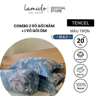 02 vỏ gối nằm+01 vỏ gối ôm lụa tencel lamido 100% tự nhiên