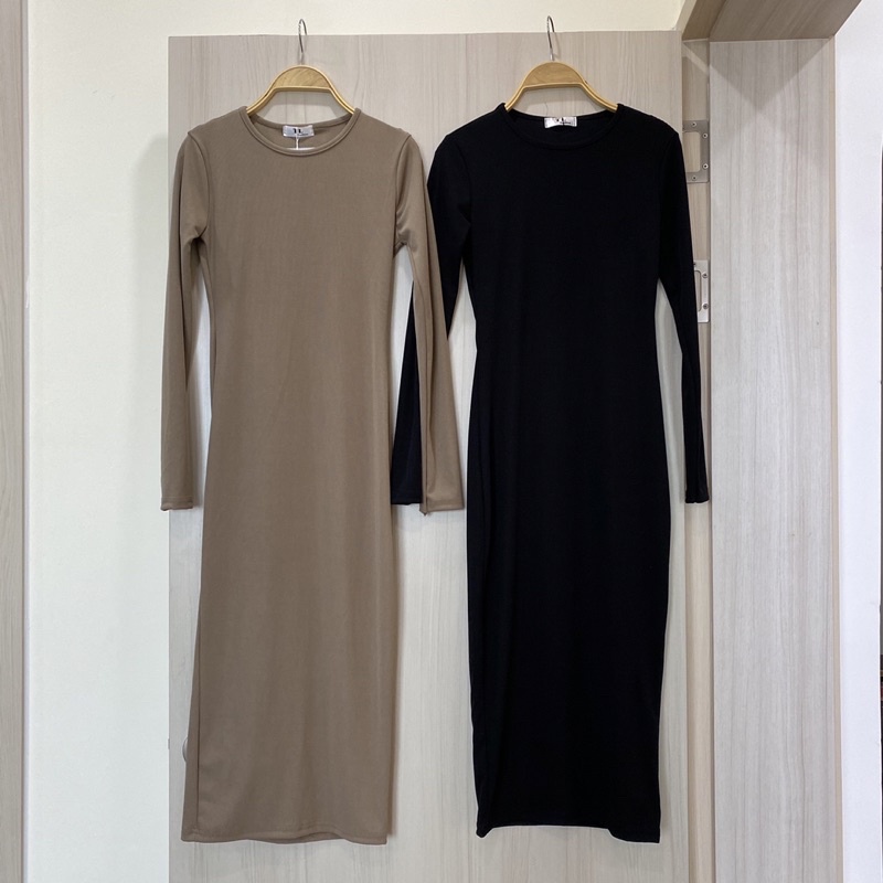 Váy body dài tay dáng dài chất co giãn