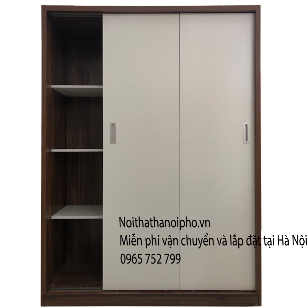 Tủ Áo Cửa Lùa 1m2 Gỗ MDF Melamine Cánh Trắng