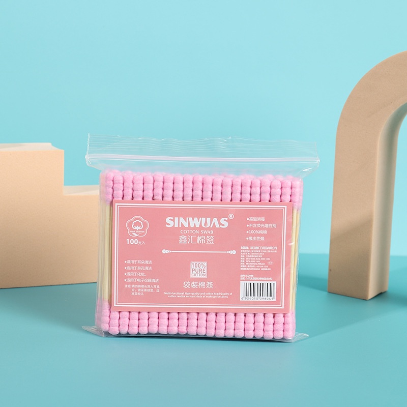 Set 100 Tăm Bông Vệ Sinh Tai Hai Đầu Màu Sắc Tiện Lợi
