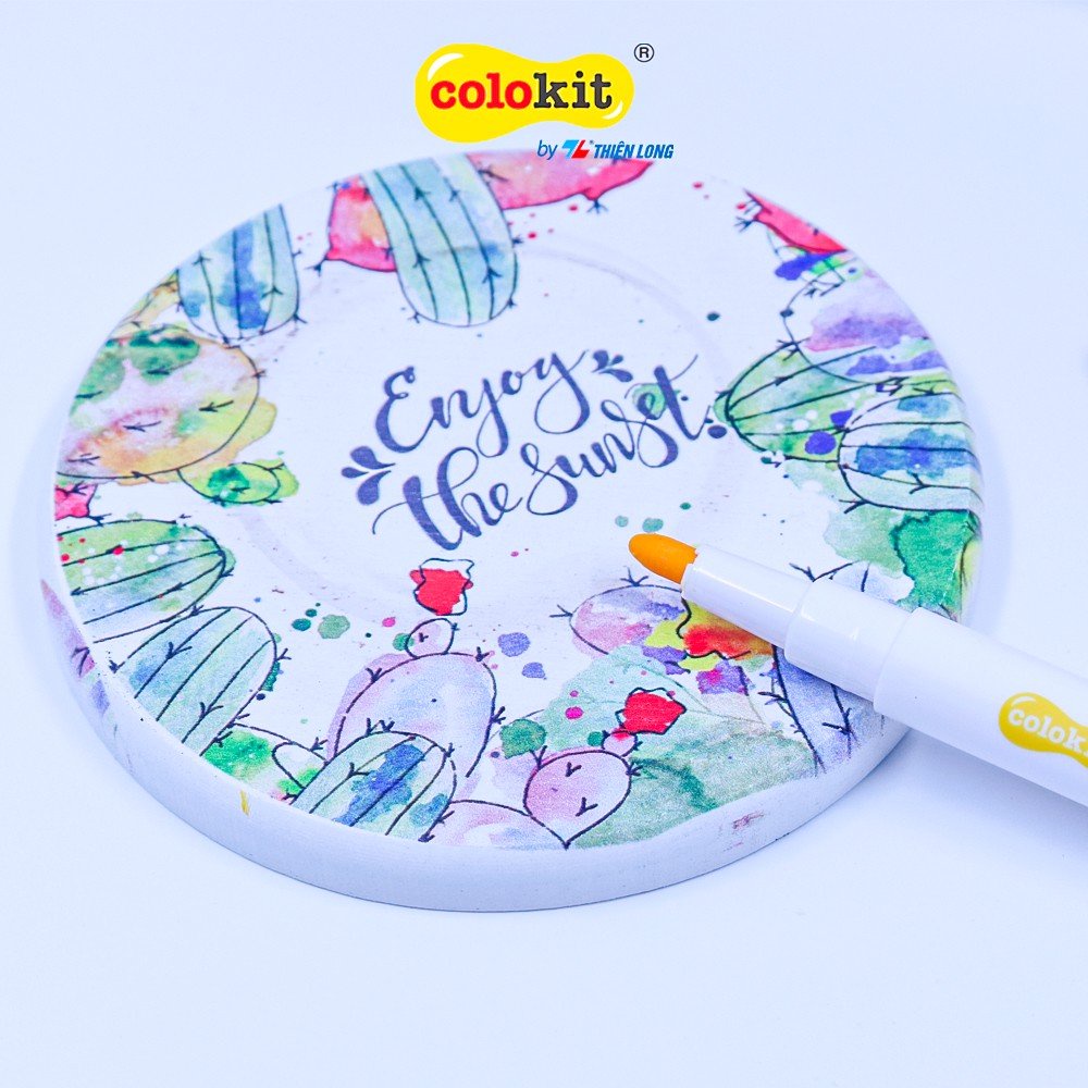 Bút vẽ lên áo 12 màu Fabric Marker Thiên Long Colokit, Bút vẽ lên vải- Tặng kèm túi vải Canvas FM-C002