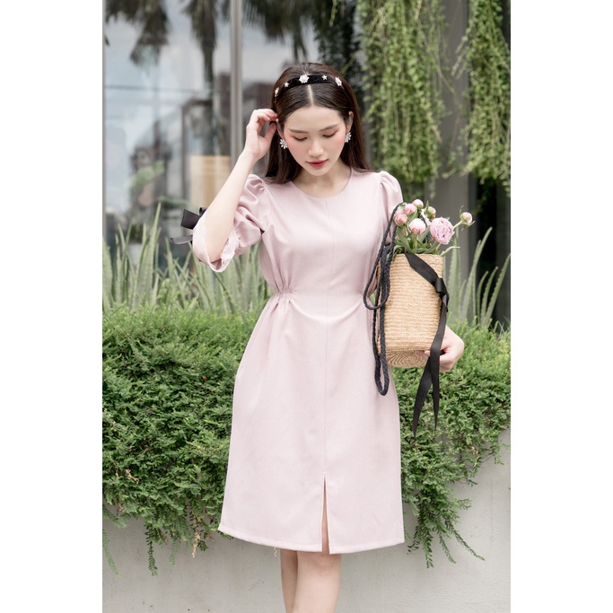 RẬP - Đầm Hồng Tay Ren Nhún Eo - PASTEL 06