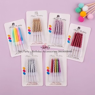 Vỉ 10 nến/đèn cầy màu nhũ trang trí bánh sinh nhật