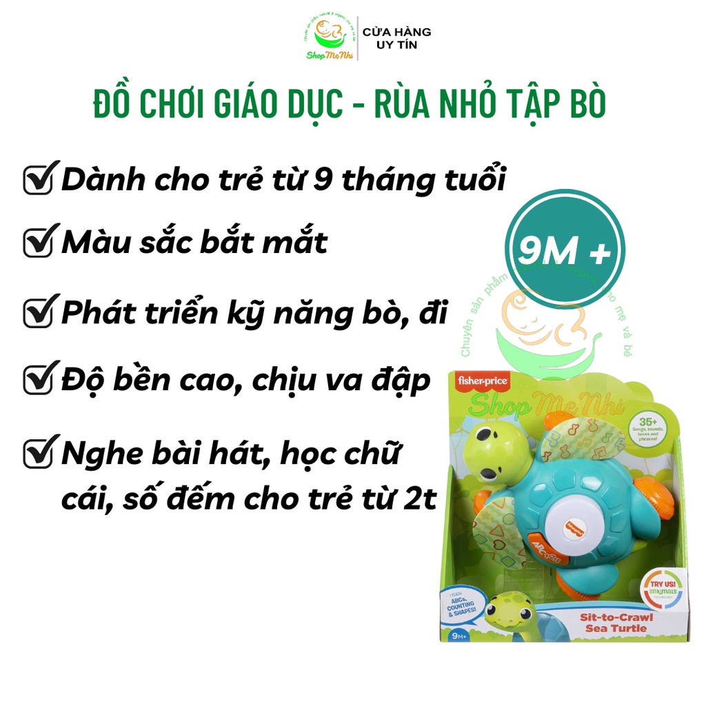 Đồ chơi Fisher Price, rùa Sea Turtle Fisher-Price khuyến khích trẻ tập bò, tập đi.