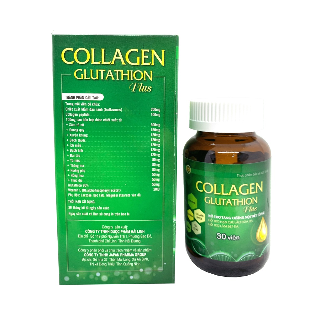 [CHÍNH HÃNG] Viên uống đẹp da Collagen Glutathion Plus chiết xuất mầm đậu nành - Hộp 30 viên