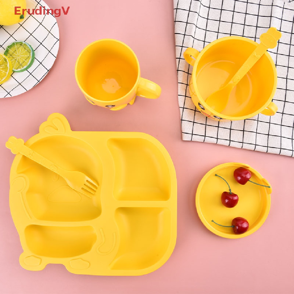 Bộ Dụng Cụ Ăn Uống Hình Vịt Vàng Hoạt Hình Dành Cho Trẻ Em