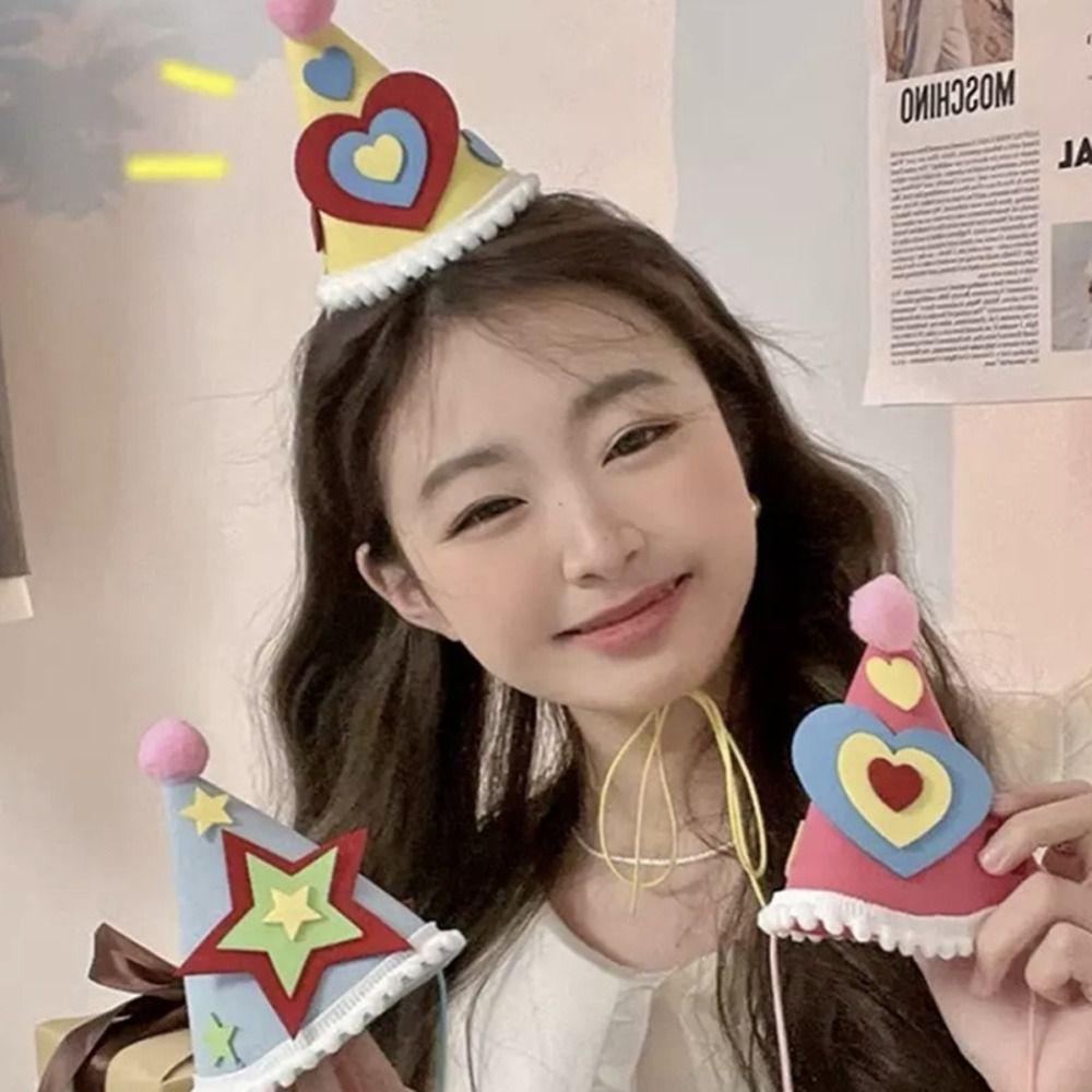 Băng Đô Cài Tóc Hình Ngôi Sao / Trái Tim / Vương Miện Đính Bóng Lông Thời Trang