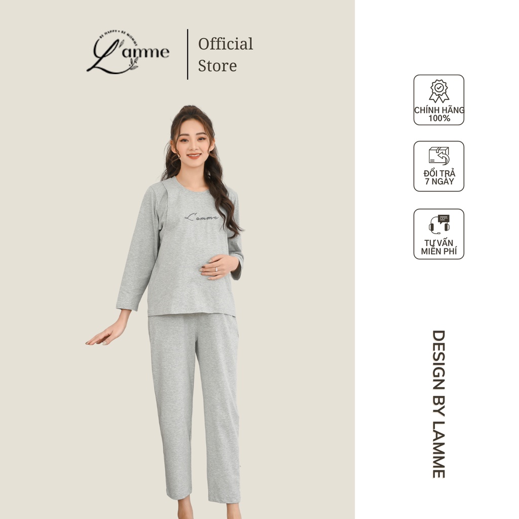 Đồ bộ bầu sau sinh (B01) thiết kế cho bé ti 100% cotton thoáng mát by LAMME