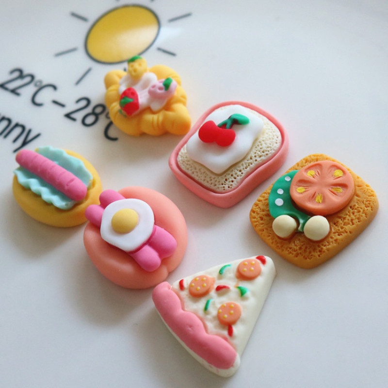 Bộ 10 Miếng Dán Trang Trí Điện Thoại / Tủ Lạnh Hình Bánh Pizza / Trái Cây Dễ Thương Diy