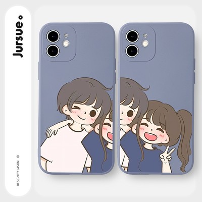 Ốp lưng JURSUE hoạt hình cặp đôi dễ thương đẹp Cho iPhone 17 14 13 12 11 Pro Max SE 2020 X XR XS 8 7 ip 6S 6 Plus kute Y2450
