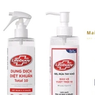 Combo bộ đôi 2 chai Gel rửa tay khô Lifebuoy 330ml và Dung dịch xịt diệt khuẩn Lifebuoy 330ml