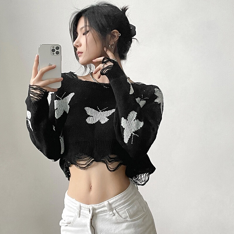 Áo sweater Weird Puss dài tay kiểu bướm thời trang dành cho nữ