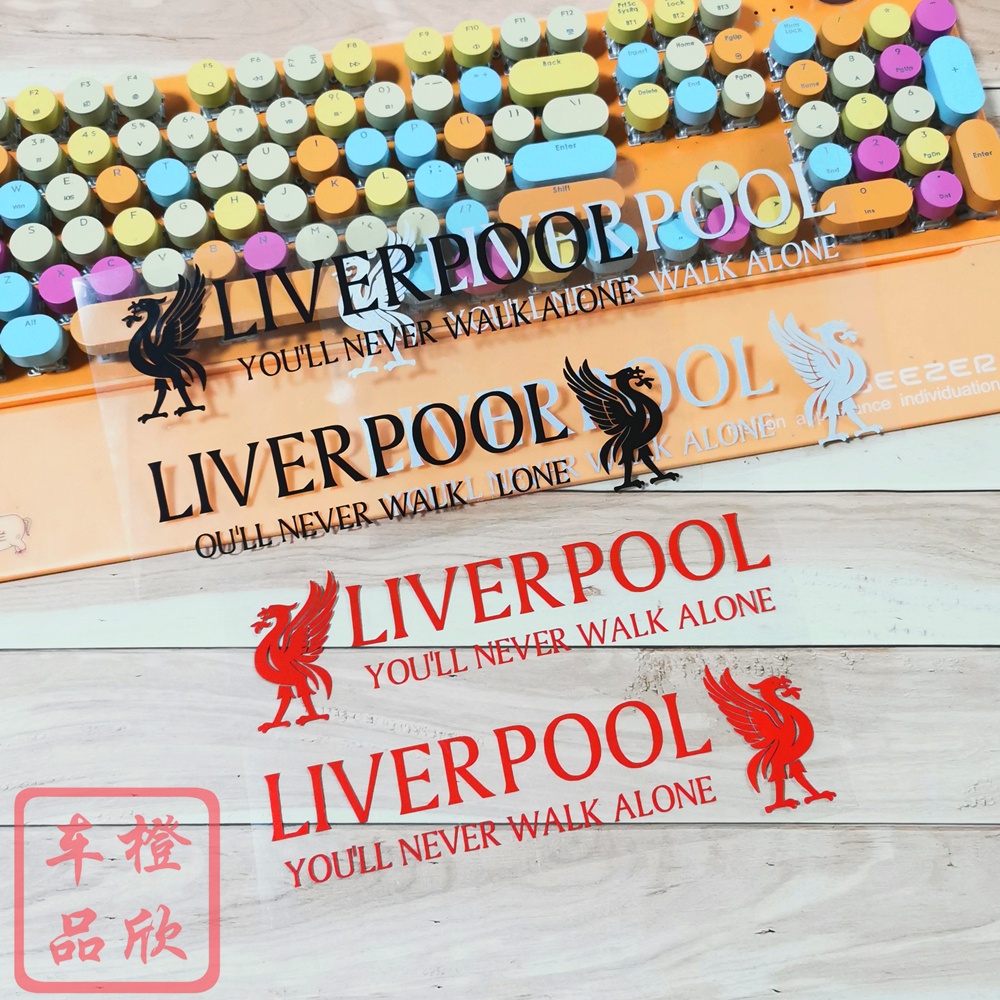 Bộ 2 Miếng Dán Phản Quang In Chữ YNWA Football You 'Ll Never Walk Alone Trang Trí Cửa Xe Hơi Xe Máy