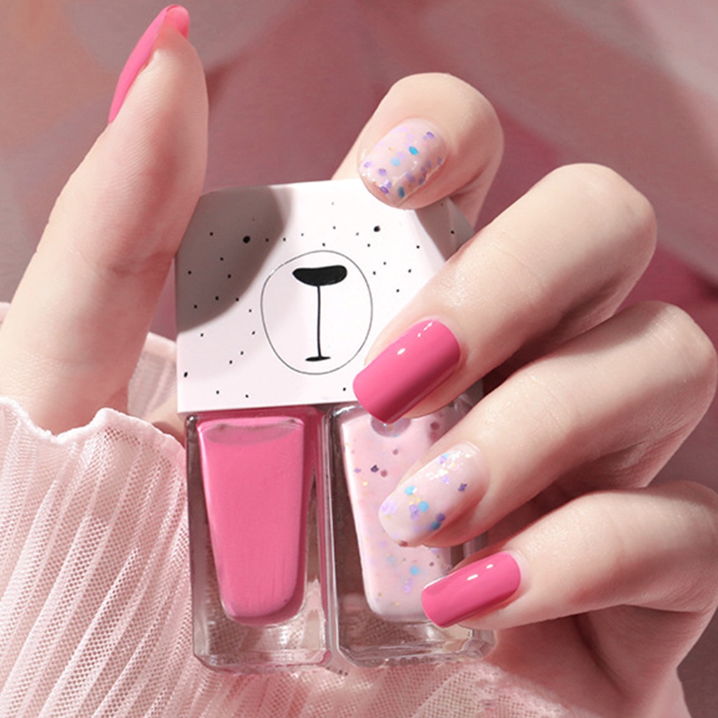 Bộ 2 Lọ Sơn Móng Tay 6ml x 2 Trong 1 Bằng Nhựa Resin Khô Nhanh Chống Nước Làm Đẹp