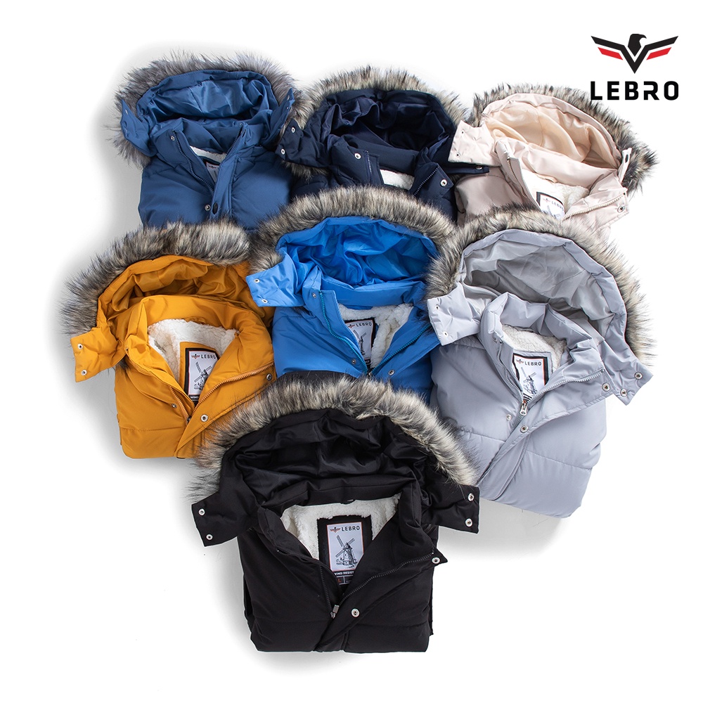 Áo khoác phao Parka nam siêu ấm Lebro lót lông dày dặn ấm áp  Thời trang mùa thu đông có mũ lông