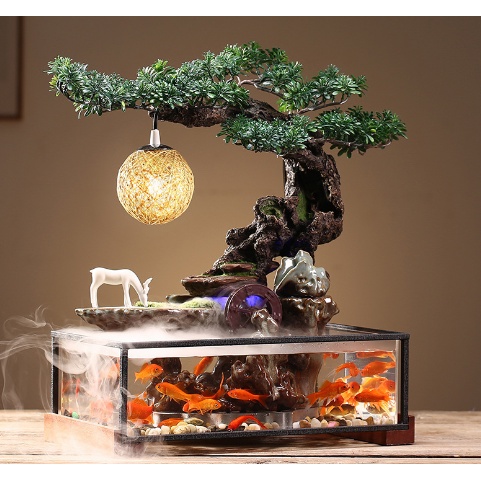 bể cá phong thủy tiểu cảnh. bế cá tiểu cảnh kết hợp phong thủy. bể cá tiểu cảnh