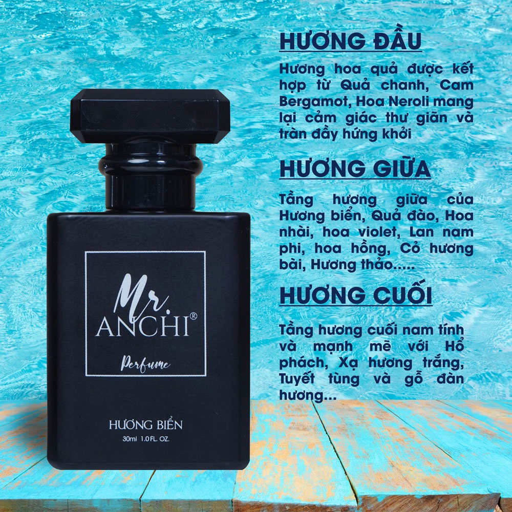Nước Hoa Nam Mr. ANCHI Perfume Hương Biển Và Hổ Phách Chính Hãng Thơm Lâu 30ml