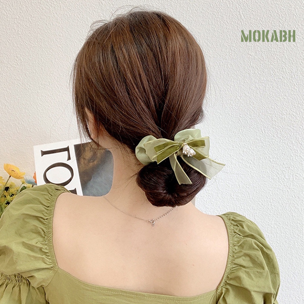 Dây Cột Tóc Thắt Nơ Màu Sắc Tương Phản Xinh Xắn Cho Nữ