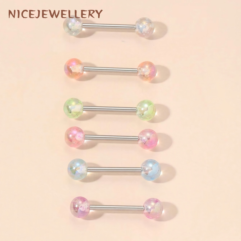 1 Khuyên Lưỡi Nhiều Màu 14G Bằng Thép Không Gỉ