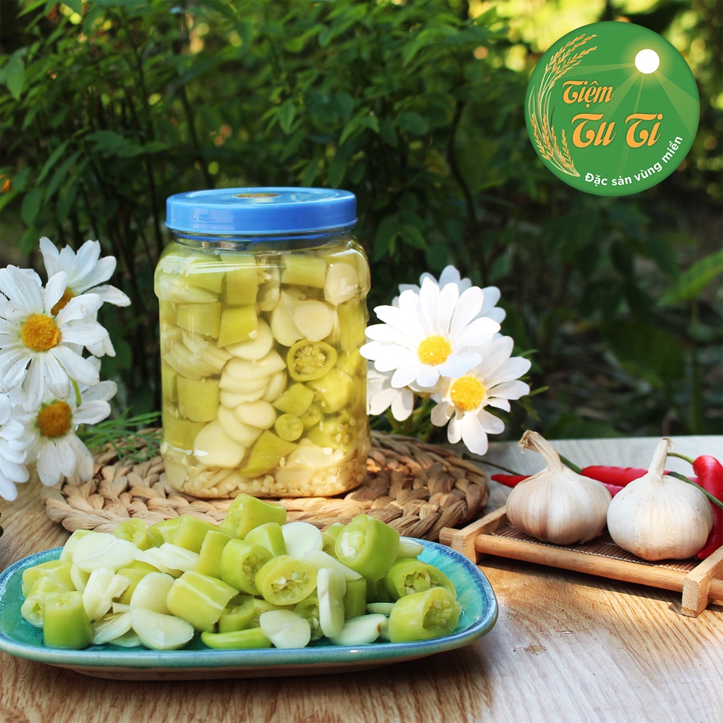 ỚT HUẾ NGÂM GIẤM TỎI CÔ ĐƠN - Hũ 500g và 1kg - Quả to dài, cùi dày, ít hạt