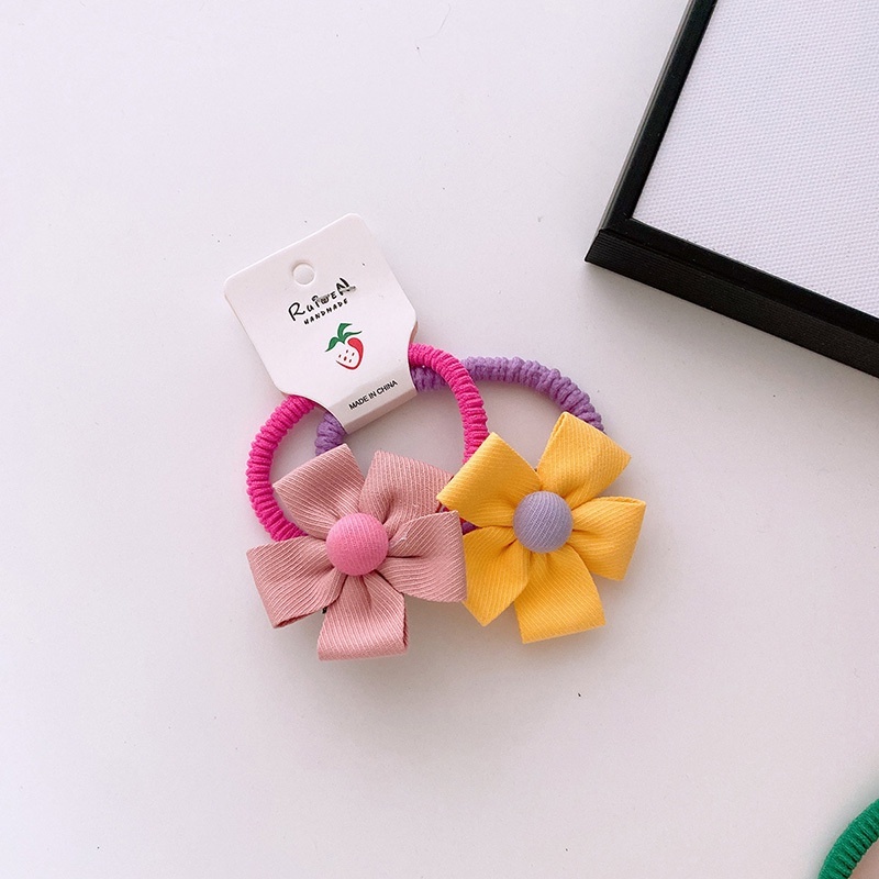 Set 2 Dây Cột Tóc Co Giãn Đính Hoa Dễ Thương Cho Bé Gái