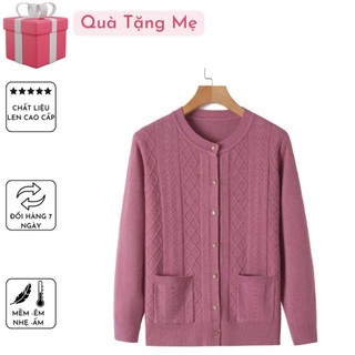 Áo len Cardigan trung niên tặng mẹ biếu bà (Mỏng vừa freesize 48_60kg)