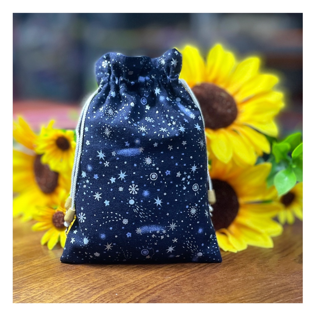 Túi vải dây rút họa tiết mini, kích thước: 10cm x 14cm - 01 chiếc -