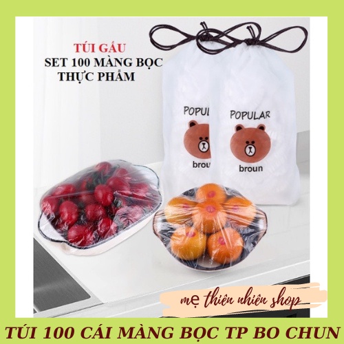 Set 100 Màng Bọc Thực Phẩm PE Có Chun Bọc Đồ Ăn Có Thể Tái Sử Dụng - Set 100 Túi Bọc Thực Phẩm Đa Năng