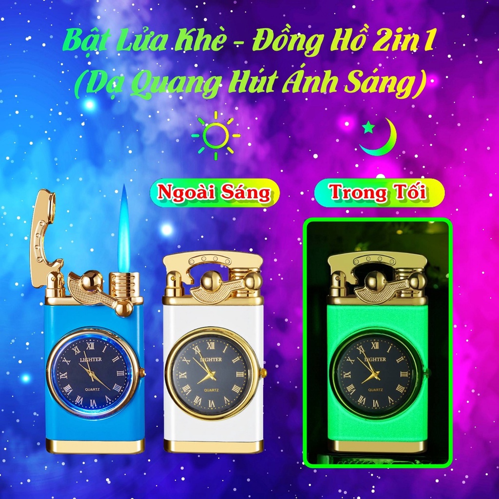𝙃𝙤̣̂𝙥 𝙌𝙪𝙚̣𝙩 𝘽𝙖̣̂𝙩 𝙇𝙪̛̉𝙖 búng tay đánh lửa có đồng hồ 2in1 (Dạ Quang Hút Ánh Sáng)