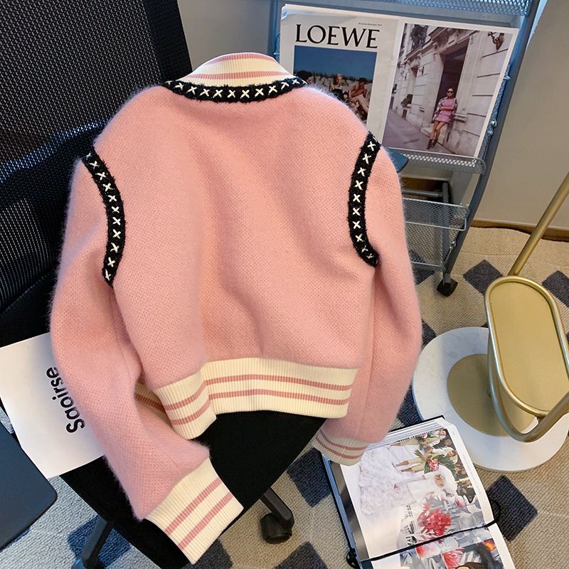 Áo Khoác Bóng Chày Dáng Ngắn Phối Màu Sắc Tương Phản Thời Trang Xuân Thu 2022 Cá Tính Cho Nữ