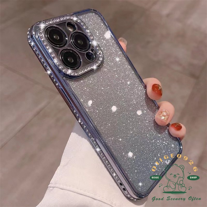 Ốp Điện Thoại Màu gradient Đính Đá Lấp Lánh Sang Trọng Chống Rơi Cho Iphone 14 13 12 11Promax Xs Max Xr 8 7 Plus