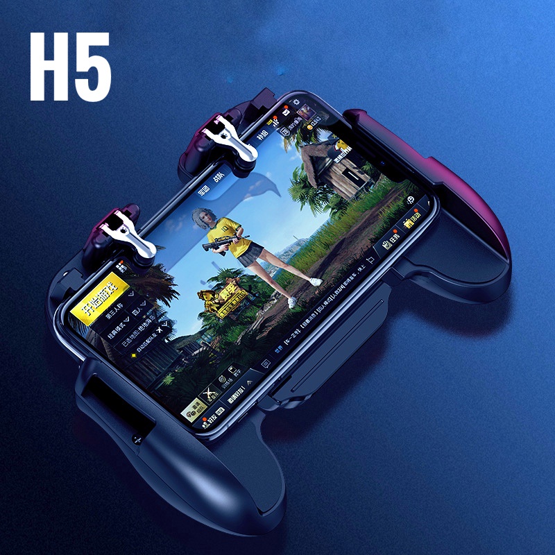 Tay cầm chơi game PUBG kèm 2 nút ngắm bắn hỗ trợ quạt tản nhiệt H5