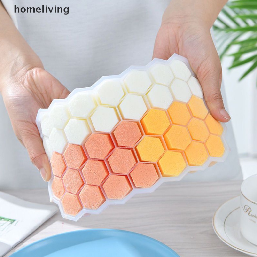 Khuôn Silicone Làm Đá Viên Hình Tổ Ong Có Nắp Đậy DIY