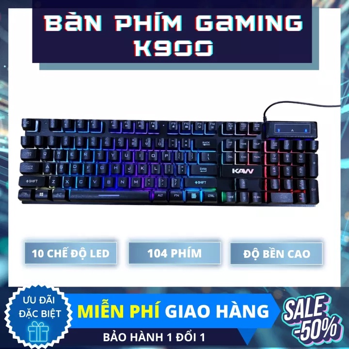 Bàn Phím Led KAW K900 Giả Cơ Bấm Nhạy Nhanh, Màu Siêu Đẹp, Bảo Hành Chính Hãng