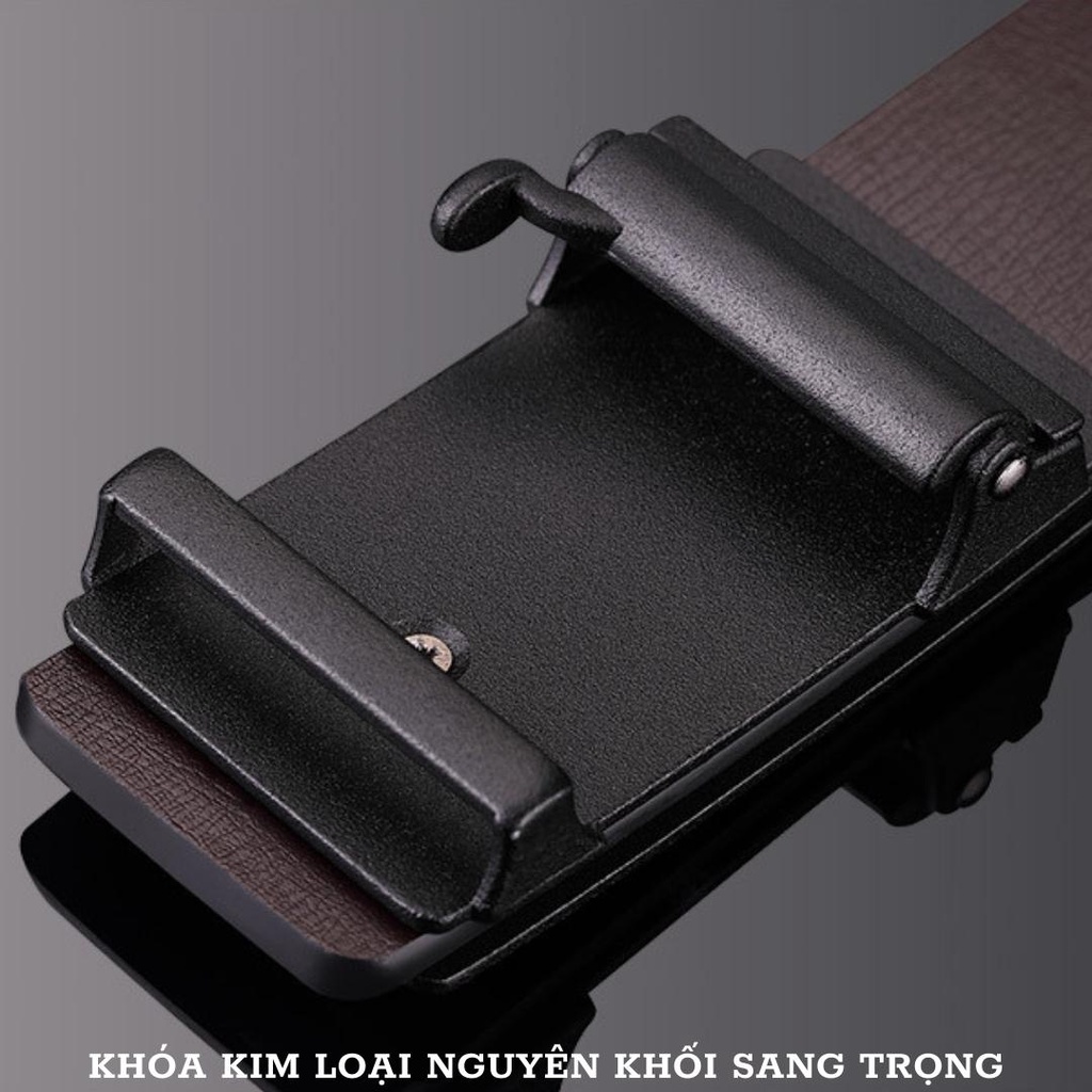 Thắt lưng nam khóa họa tiết kim loại tự động , dây da cao cấp bảo hành 12 tháng TL60