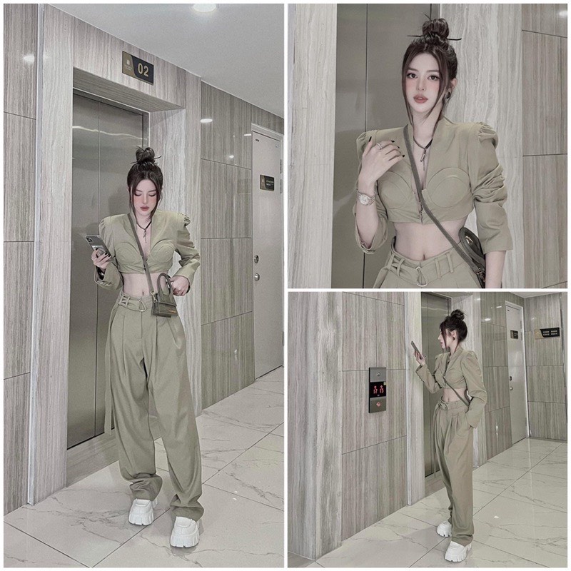 Set Áo Croptop Quần Dài Siêu Xinh - NV359