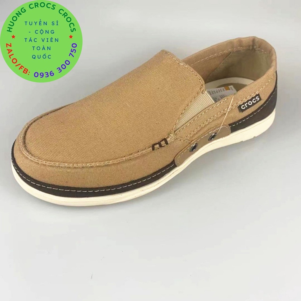 GIÀY LƯỜI VẢI THÔ CROCS WALU CANVAS CHO NAM MÀU KHAKI